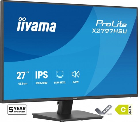 Monitor ProLite 27 cali X2797HSU-B1 IPS,FHD,HDMI,DP,120Hz,350CD,2xUSBv3.2, 2xUSB-C, GW 5lat