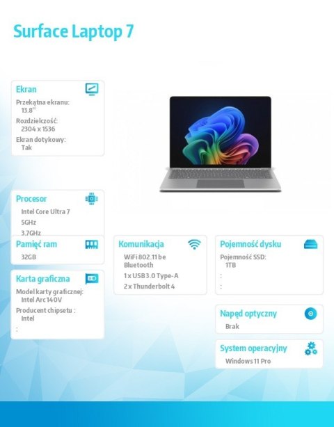 Notebook Surface Lap7 EP2-21162 WinPRO i7/32GB/1TB/Integr/13.8'