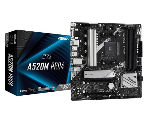 Płyta główna A520M Pro4 AM4 4DDR4 HDMI/DP/VGA M.2 mATX