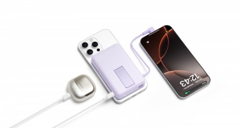 PowerBank Magnetic 10000 z podstawką szary