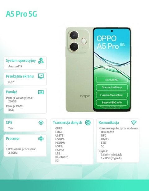Smartfon A5 Pro 5G 8/256GB Zielony CPH2695