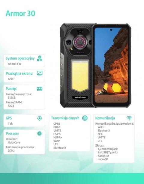 Smartfon Armor 30 4G 12/512GB IP69K Czarny
