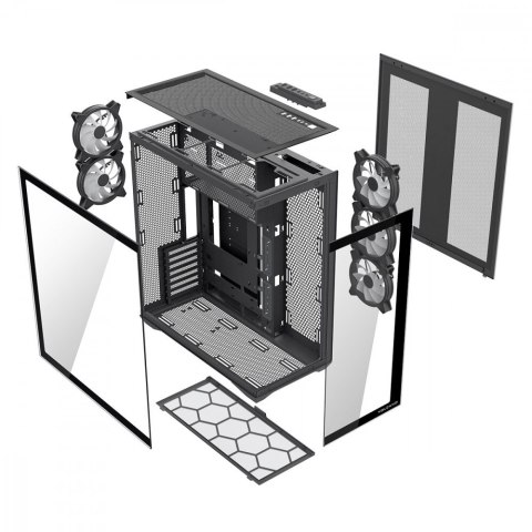 Obudowa Volcano Space XL ARGB Full Tower 5 wentylatorów, czarna