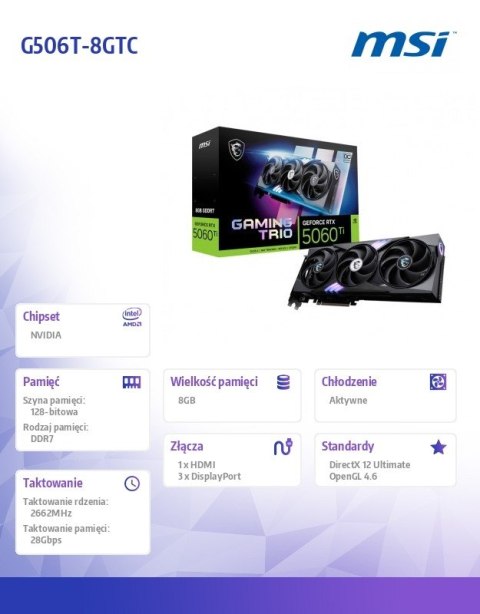 Karta graficzna GeForce RTX 5060 Ti 8G GAMING TRIO OC