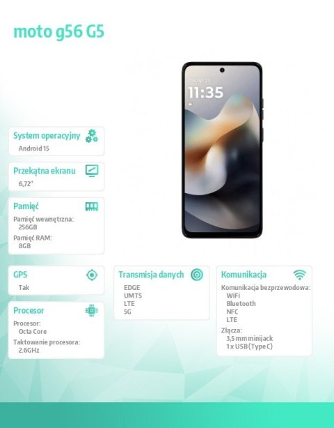 Smartfon Moto g56 G5 8GB/256GB, Black Oyster B2B