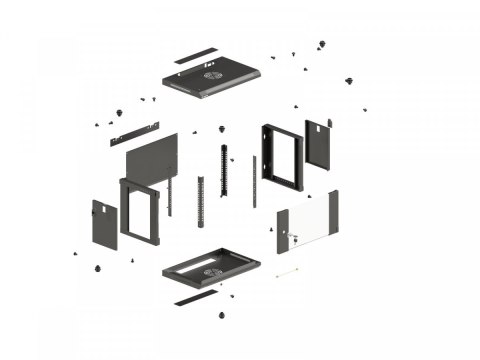 Szafa instalacyjna rack wisząca 19 cali 12U 540x350 czarna drzwi przeszklone (flat pack)