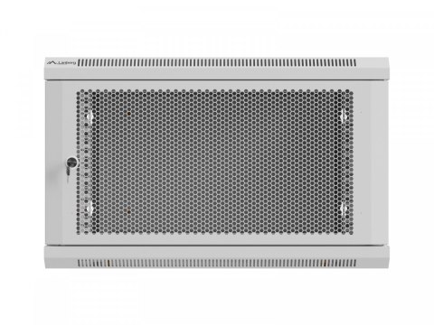 Szafa instalacyjna rack wisząca 19 cali 6U 600x600 szara drzwi perforowane (flat pack)