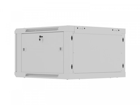 Szafa instalacyjna rack wisząca 19 cali 6U 600x600 szara drzwi perforowane (flat pack)