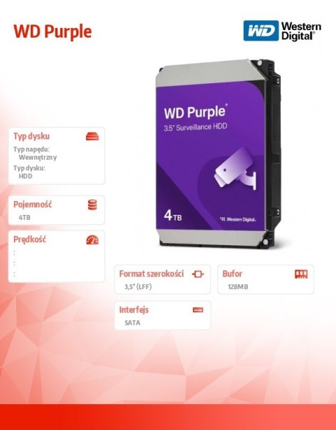 Dysk HDD Purple 4TB 3,5' WD44PURZ