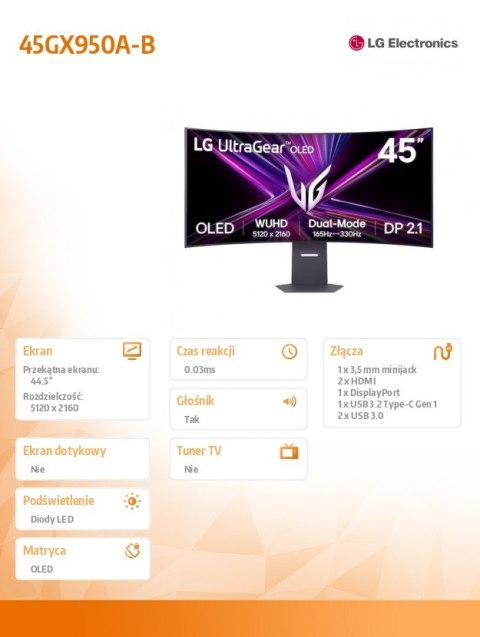 Monitor gamingowy 45 cali 45GX950A-B