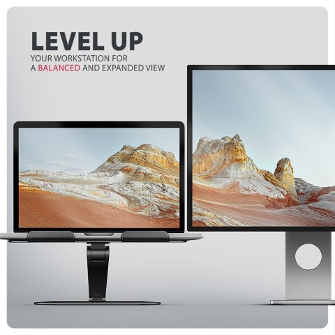 STND-LQB Podstawka do laptopów aluminiowa 10-17,3 cala regulowane kąty nachylenia, Czarna