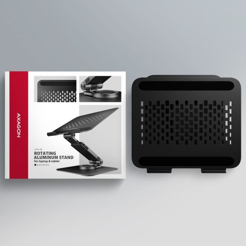 STND-LRB Podstawa do laptopów aluminiowa 10-17,3 cala regulowana wysokość, obrotowa o 360 stopni, Czarna