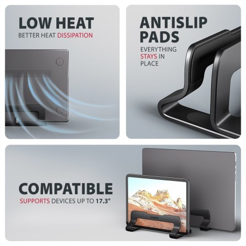 STND-VB Podstawa do laptopów aluminiowa 10-17,3 cala pionowa, Czarna