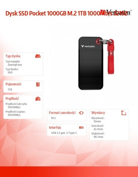 Dysk SSD Pocket 1000GB M.2 1TB 1000Mb/s 32192