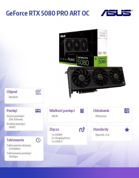 Karta graficzna GeForce RTX 5080 PRO ART OC 16GB GDDR7 256bit DP/HD