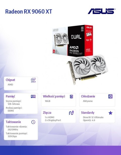 Karta graficzna Radeon RX 9060 XT DUAL-RX9060XT-16G-WHITE