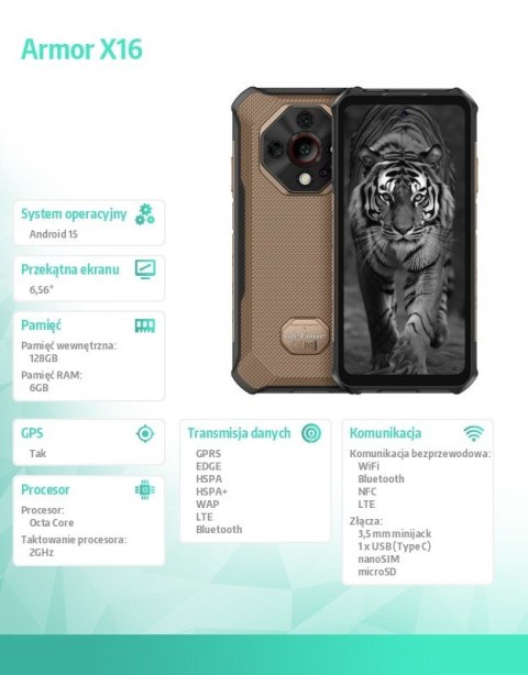 Smartfon Armor X16 4G 6/128GB IP69K Brązowy