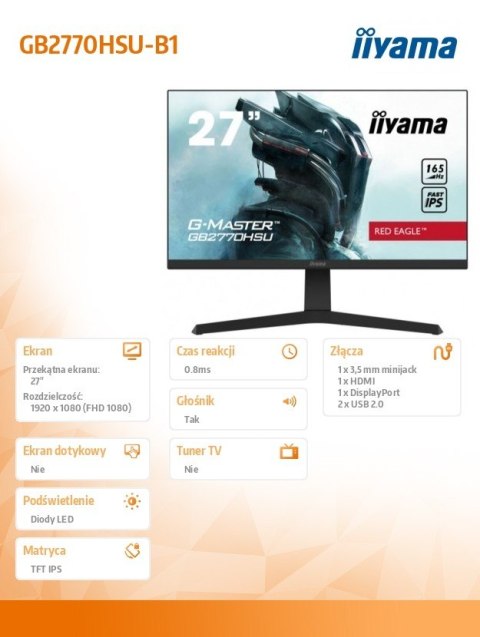 Monitor 27 cali GB2770HSU-B1 0,8ms,HDMI,DP,IPS,PIVOT,FreeSync,USB Monitor 27 cali GB2770HSU-B1 0,8ms,HDMI,DP,IPS,PIVOT,FreeSync,USB