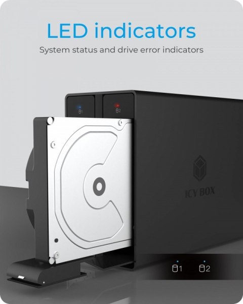 Obudowa IB-RD3802-C31 RAID 2xSATA HDD na 1xUSB 3.1 Gen 2Type-C, RAID 0,1 Obudowa IB-RD3802-C31 RAID 2xSATA HDD na 1xUSB 3.1 Gen 2Type-C, RAID 0,1