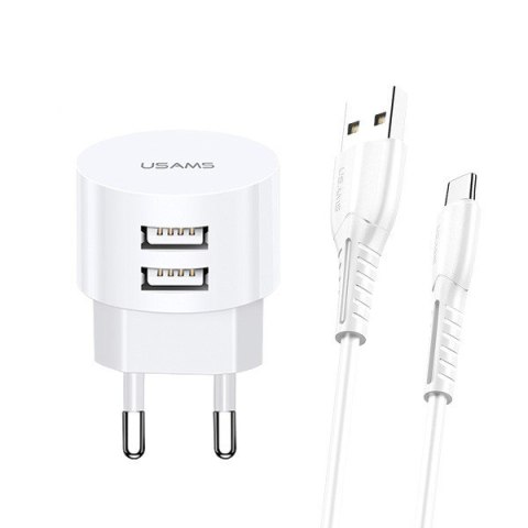Ładowarka sieciowa T20 2xUSB 2,1A Kabel USB-C Ładowarka sieciowa T20 2xUSB 2,1A Kabel USB-C