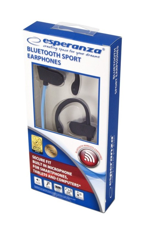 Słuchawki douszne Bluetooth sportowe Czarno-niebieskie Słuchawki douszne Bluetooth sportowe Czarno-niebieskie