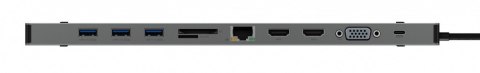 Stacja dokująca IB-DK2106-C Type-C z potrójnym wyjściem wideo, 2x High Speed HDMI typu A, 1x interfejs VGA, trzy interfejsy USB Stacja dokująca IB-DK2106-C Type-C z potrójnym wyjściem wideo, 2x High Speed HDMI typu A, 1x interfejs VGA, trzy interfejsy USB