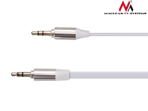 Przewód jack 3.5mm, płaski 1m, metalowy wtyk, MCTV-694 W Biały Przewód jack 3.5mm, płaski 1m, metalowy wtyk, MCTV-694 W Biały