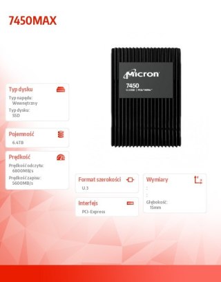 Dysk SSD 7450MAX 6400GB NVMe U.3 MTFDKCC6T4TFS-1BC1ZABYY