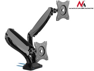 Uchwyt na 2 monitory czarny MC-674 gazowa sprężyna usb 13"-27" 6 kgx2