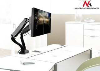 Uchwyt na 2 monitory czarny MC-674 gazowa sprężyna usb 13"-27" 6 kgx2
