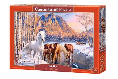 Puzzle 500 elementów Konie zimowy krajobraz Puzzle 500 elementów Konie zimowy krajobraz