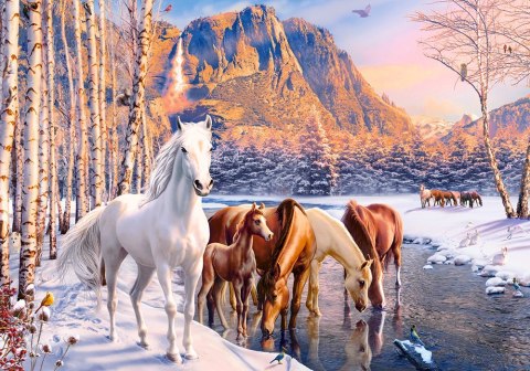 Puzzle 500 elementów Konie zimowy krajobraz Puzzle 500 elementów Konie zimowy krajobraz