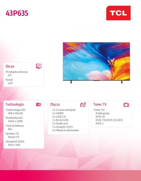 Telewizor LED 43 cale 43P635 Telewizor LED 43 cale 43P635