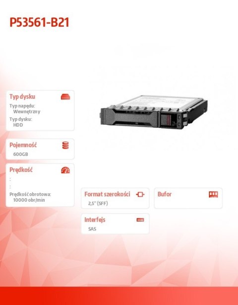 Dysk 600GB SAS 12G Mission Critical 10K SFF BC Multi Vendor HDD P53561-B21 Dysk 600GB SAS 12G Mission Critical 10K SFF BC Multi Vendor HDD P53561-B21