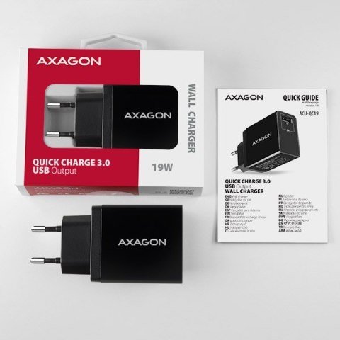 ACU-QC19 Ładowarka sieciowa, QC 19W, 1x port USB-A, QC3.0/AFC/FCP/SMART, czarna ACU-QC19 Ładowarka sieciowa, QC 19W, 1x port USB-A, QC3.0/AFC/FCP/SMART, czarna