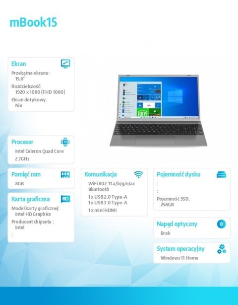 Laptop mBook15 ciemnoszary Laptop mBook15 ciemnoszary