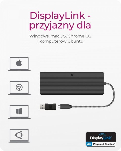 Stacja dokująca IB-DK4080AC 9w1,2x HDMI & 2x DisplayPoprt,USB,Headset combo, LAN, Power delivery up to 100W Stacja dokująca IB-DK4080AC 9w1,2x HDMI & 2x DisplayPoprt,USB,Headset combo, LAN, Power delivery up to 100W