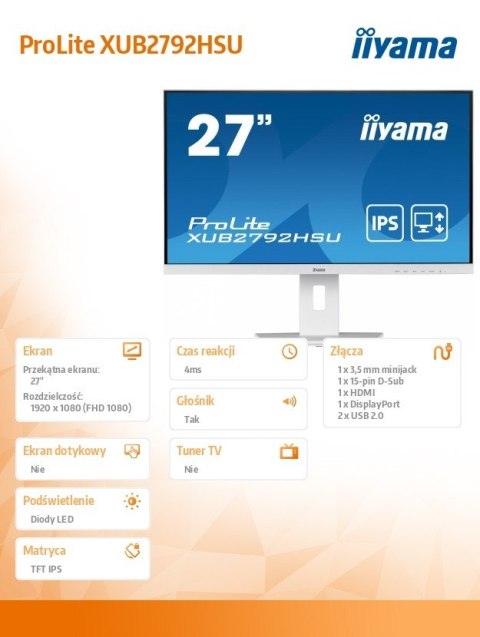 Monitor 27 cali XUB2792HSU-W5 IPS,HDMI,DP,VGA,FHD,SLIM,HAS(150mm) Monitor 27 cali XUB2792HSU-W5 IPS,HDMI,DP,VGA,FHD,SLIM,HAS(150mm)