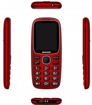Telefon komórkowy dla seniorów Mescomp MT-180 Hektor Czerwony