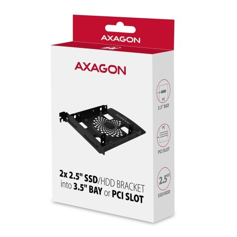 RHD-P25 Ramka metalowa do montażu 2x 2.5" HDD w pozycji 3.5" lub pozycji PCI Czarna RHD-P25 Ramka metalowa do montażu 2x 2.5" HDD w pozycji 3.5" lub pozycji PCI Czarna