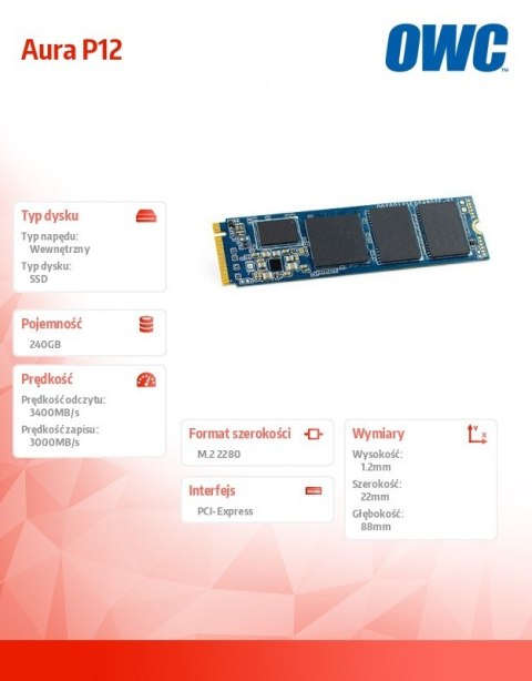Dysk SSD Aura P12 M.2 NVMe 240GB 3400/3000MBs 600k IOPS Dysk SSD Aura P12 M.2 NVMe 240GB 3400/3000MBs 600k IOPS