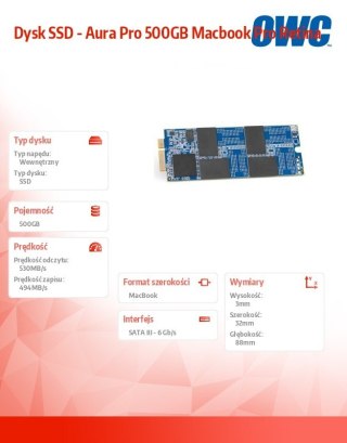 Dysk SSD - Aura Pro 500GB Macbook Pro Retina
