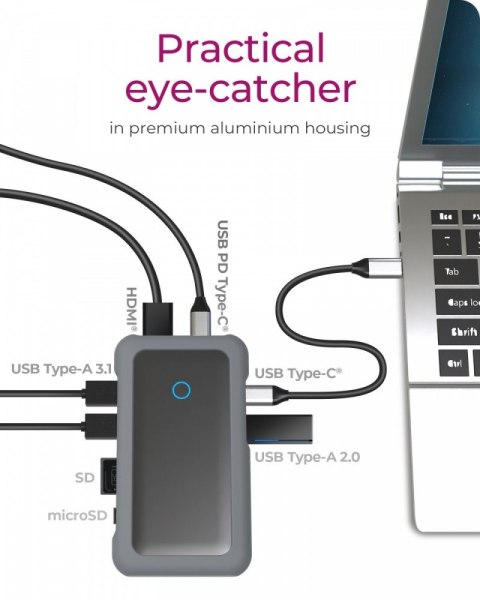 Stacja dokująca IB-DK2108M-C PD 100W, USB-C,8w1, NVMe Stacja dokująca IB-DK2108M-C PD 100W, USB-C,8w1, NVMe